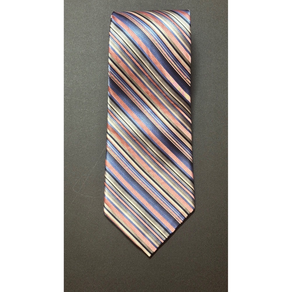 Stafford Vintage Necktie Mens Blue Copper Striped Silk Classic Traditional Good